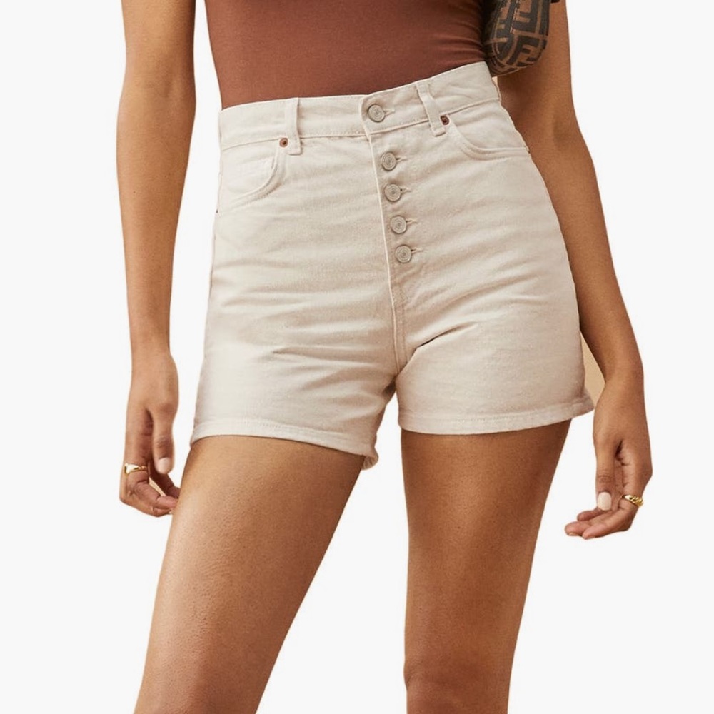 Reformation Amy button fly high waist cotton shorts